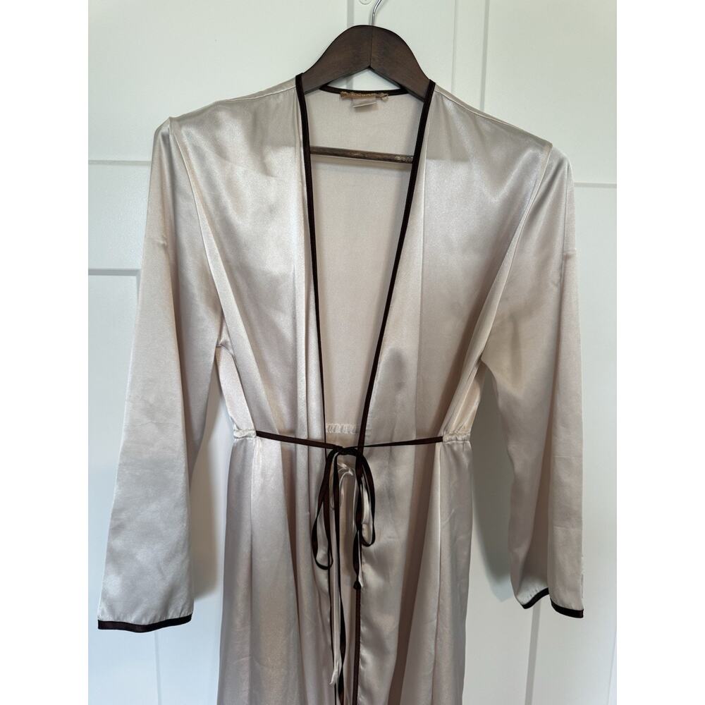 Vintage Sensara Full Length Robe Satin-Feel Small Medium Champagne